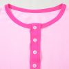 Women's Pink Solid Color Half Sleeve Button Henley Top - Casual & Stylish - Image 9
