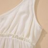 Women's Oatmeal Solid Color Tied Straps Ruffle Tiered Mini Dress - Casual Summer Style - Image 13