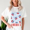 Women's White Bow Cherry AMERICA Graphic Crewneck T-Shirt - Patriotic Casual Tee - Image 5