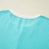 Women's Turquoise Corded Colorblock Henley T-Shirt with Buttons - Image 7