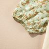 Women's Beige Contrast Floral Bubble Sleeve Patchwork Ribbed Top - Chic & Elegant - Image 17