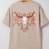 Women's Smoke Gray Mineral Wash Western Graphic Tee with Steer Head Print - Image 5