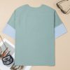 Women's Smoke Green Oversized T-Shirt with Frayed Denim Star Patch - Image 7