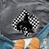 Women's Gray Redeo Check Spades Western Graphic T-Shirt - Trendy Casual Tee - Image 3