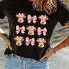 Women's Black Cow with Bow Graphic Crewneck Western Tee - Casual Summer Top - Image 8