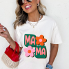 Women's White MAMA Flower Graphic Crewneck Tee - Perfect Gift for Moms - Image 7