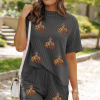 Women's Carbon Grey Western Rodeo Graphic 3D Ribbed Short 2-Piece Outfit - Image 3