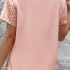 Women's Apricot Pink Leopard Jacquard Patchwork Crisscross V Neck Short Sleeve Blouse - Image 11