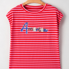Women's Red Stripe Sequin 'America' Letter Patched Cap Sleeve Top - Image 7