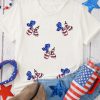 Women's White Sequin Balloon Puppy Graphic Crewneck Tee with Stars and Stripes - Image 3