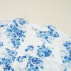 Women's Sky Blue Floral Tiered Puff Short Sleeve Pleated Bust Buttoned Casual Shirt - Image 11