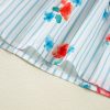 Women's Sky Blue Stripe Floral Ruffle Mini Dress with Belt - Image 22