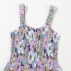 Women's Purple Floral Print Smocked High Waist Jumpsuit with Square Neckline - Image 11