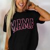 Women's Black MAMA Letter Graphic Neon T-Shirt - Casual Oversized Tee - Image 3