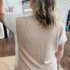 Plus Size Parchment Twist Rib Colorblock Hi Low Short Sleeve Top for Women - Image 2