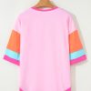 Women's Pink Solid Color Half Sleeve Button Henley Top - Casual & Stylish - Image 8