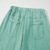 Women's Mint Green Mineral Wash High Waist Wide Leg Cargo Pants with Drawstring - Image 8