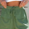 Women's Green Flap Pocket Casual Drawstring Shorts for Summer - Image 5