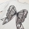 Women's Casual Oversized Big Bow Printed Drop Shoulder Tunic Tee in Laurel Green - Image 5