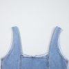 Women's Beau Blue Sleeveless Denim Mini Dress with Zipper Front and Square Neck - Image 14