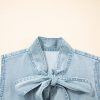 Beau Blue Bowknot Neck Sleeveless Ruffled Chambray Dress - Chic & Playful Summer Style - Image 7