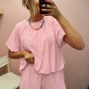 Women's Coral Paradise Daisy Jacquard Textured Casual Short Set - Image 7