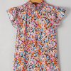 Women's Orange Floral Print Flutter Sleeve Blouse - Elegant & Casual Top - Image 15