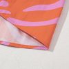 Women's Orange Zebra Stripe Print Ruched Cuff Half Sleeve V Neck Blouse - Image 14