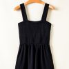 Women's Black Smocked Bust Textured Knit Sleeveless Romper - Flattering A-Line Silhouette - Image 7