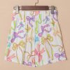 Women's White Bow Print Pull-On Casual Shorts with Elastic Waist - Image 3
