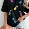 Women's Black Sequined Bow Graphic Tee - Perfect for Country Music Festivals - Image 2