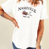 Women's White Nashville Music City Guitar Print Crewneck Tee - Image 8