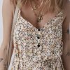 Women's Khaki Boho Floral Printed Tie Waist Flared Sundress - Charming Summer Mini Dress - Image 8