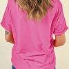 Women's Sachet Pink Dual American Flag Bow Printed Casual T-Shirt - Image 8