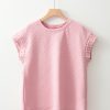 Women's Light Pink Pearl Embellished Floral Textured T-Shirt - Image 3