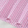 Women's Sachet Pink Striped Print Contrast Split Neck Dolman Sleeve Blouse - Image 11
