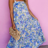Women's Sky Blue Floral Print Maxi Dress with Self-Tie Straps and Ruffle Details - Image 12