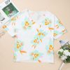 Women's Green Floral Print Loose Fit V Neck Half Sleeve Blouse - Elegant Summer Top - Image 3