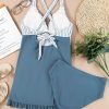 Women's Ashleigh Blue Criss Cross Ruched Ruffled Two Piece Tankini Set - Image 9