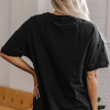 Women's Black Oversized Graphic Tee with Guitar Music Notes Patch - Image 6