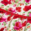 Elegant Red Floral Puff Sleeve Mini Dress with Pocket and Ric Rac Detail - Image 9