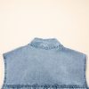 Women's Real Teal Bowknot Neck Sleeveless Ruffled Chambray Mini Dress - Image 8