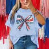 Women's Myosotis July 4th Oversized Stars and Stripes Bow Print Tee - Image 6