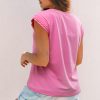Women's Bonbon Braided Cap Sleeve Crew Neck T-Shirt - Stylish Casual Tee - Image 2