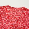 Women's Red Boho Floral Printed Half Sleeve Knotted V Neck Blouse for Trendy Summer Style - Image 10