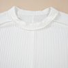 Women's White Textured Knit T-Shirt with Exposed Stitching - Image 8
