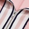 Women's Light Pink Textured Half Sleeve Blouse with Contrast Striped Collar - Image 8