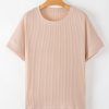 Women's Jet Stream Textured Knit Round Neck Short Sleeve Top - Casual Summer Essential - Image 6