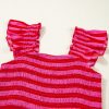 Women's Rose Stripe Flutter Sleeve Smocked Bodice Tiered Maxi Dress - Elegant Casual Summer Dress - Image 8
