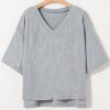 Women's High Raglan Half Sleeve V Neck Oversized T-Shirt - Casual and Chic - Image 8